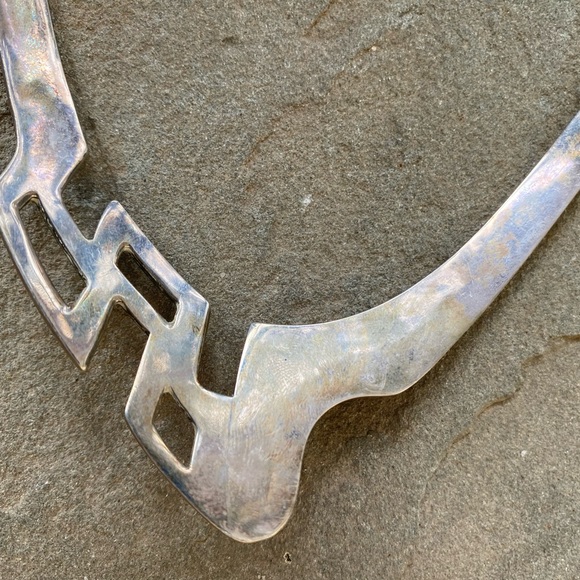 Mexican Sterling Silver Abstract Choker Necklace - Picture 2 of 6